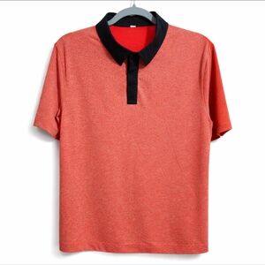 Lululemon Men Polo Shirt Athletic Performance Short Sleeve Red Black Size L